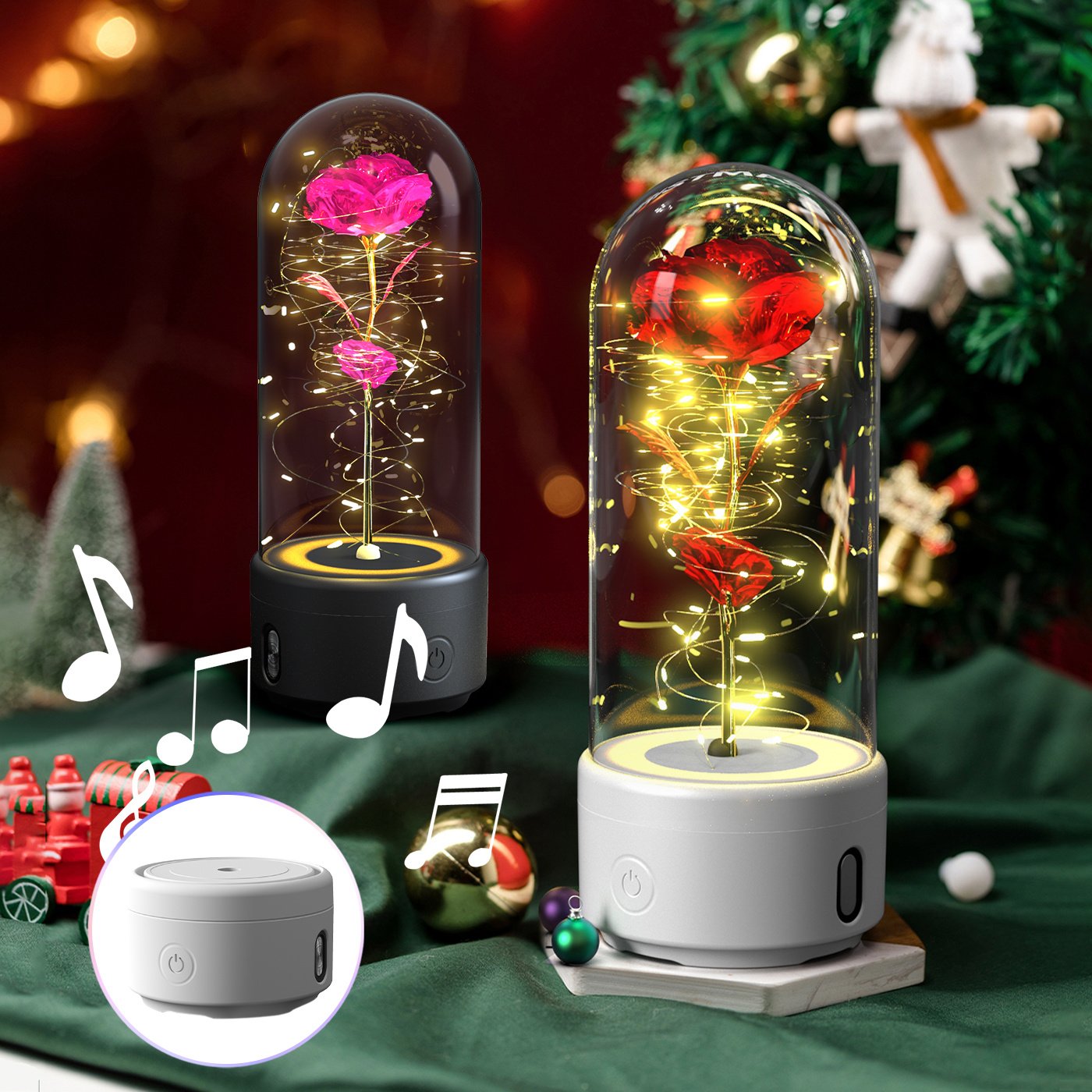 RoseLuxe Harmony™ – 2‑in‑1 LED Rose Bluetooth Speaker Night Light